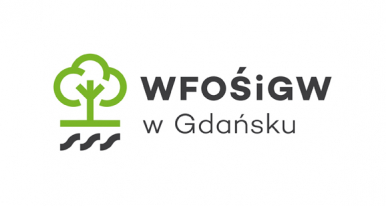 Logotyp WFOŚiGW, zielone drzwo na białym tle